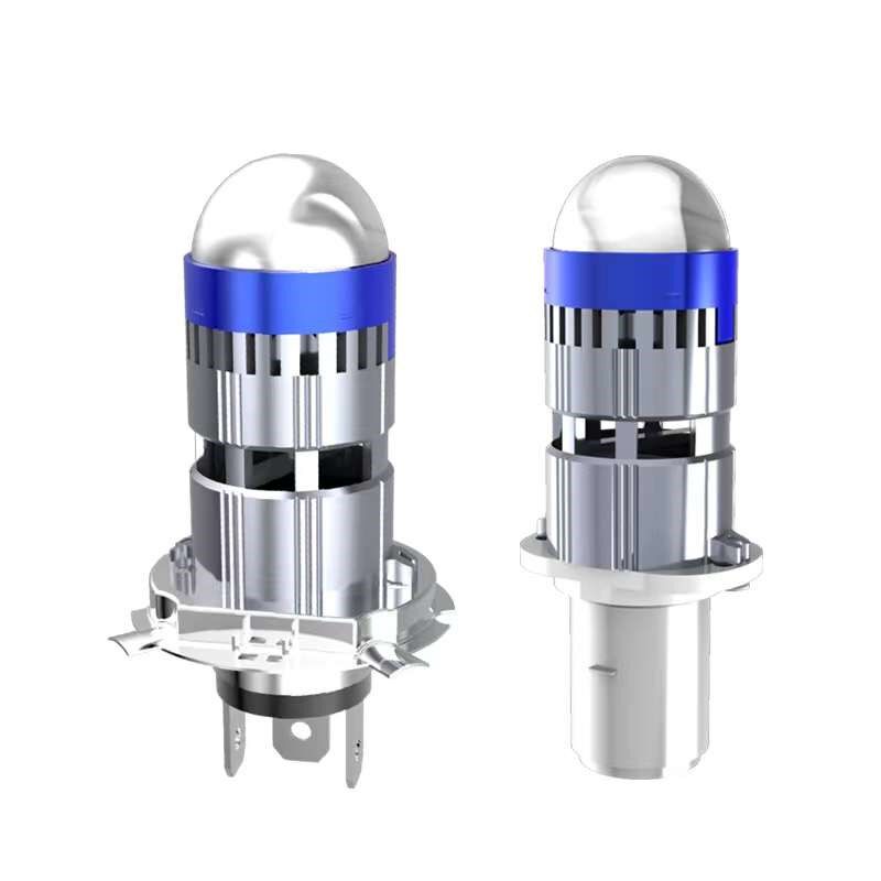 摩托车LED大灯透镜激光灯泡三爪H4远近光一体双爪H6电动车前大灯