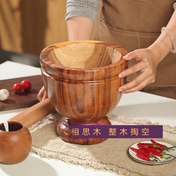 泰国舂桶商用木臼擂钵凉拌舂鸡脚捣蒜罐捣中药罐捣碎器6-13号现货