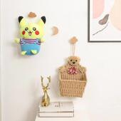 实木星星装 饰挂钩月亮黏鈎免打孔简约木质墙上挂衣钩花朵云朵室内