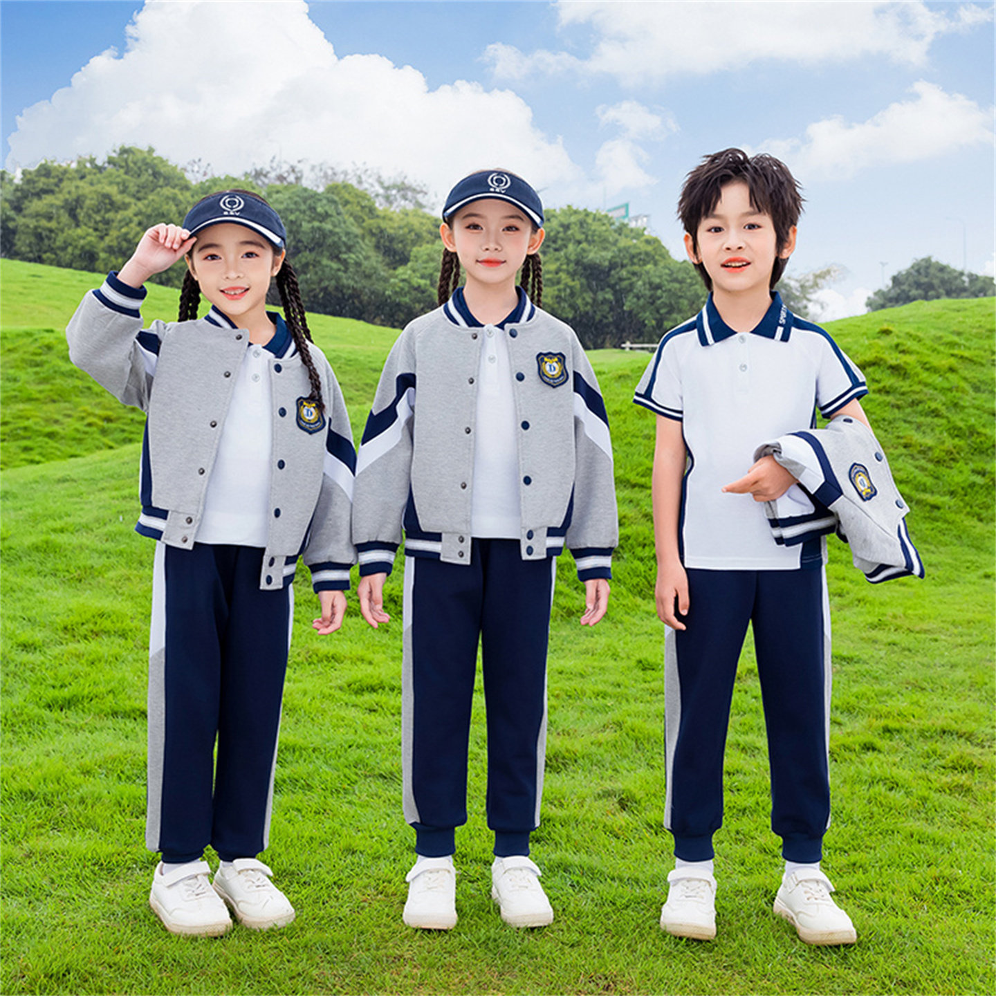 幼儿园园服春秋款儿童班服三件套装学院风小学生校服一年级春秋款