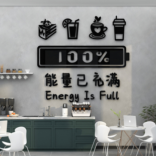 办公室茶水间墙面装饰员工休闲区息背景布置企业司文化创意贴纸画