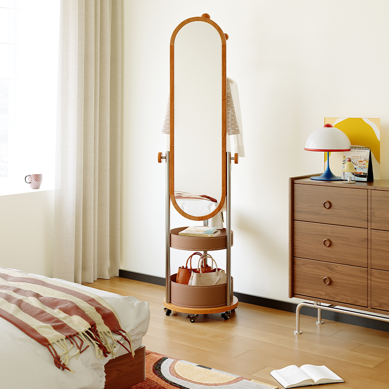 衣挂一体镜可旋转衣帽架