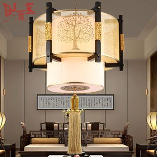 中式 吊灯实木客厅灯餐厅包厢仿古木艺茶楼灯走廊大厅工程灯书房灯