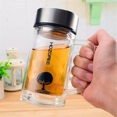 亚泰水晶贵族双层玻璃杯男女士高档水晶商务办公杯耐热水杯子茶杯