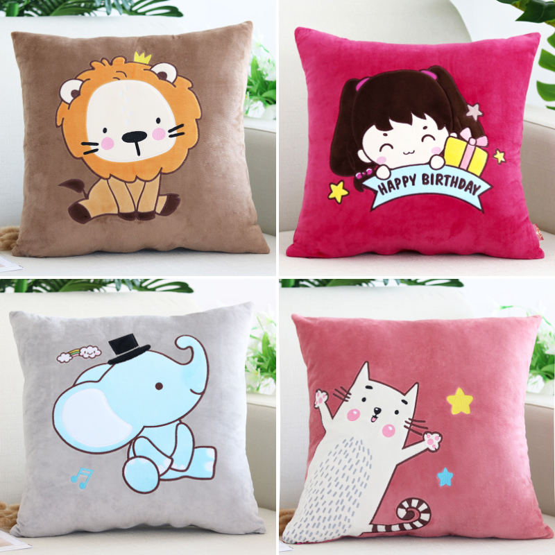 卡通抱枕靠垫汽车办公室床头正方形腰枕I客厅沙发靠背抱枕套不含