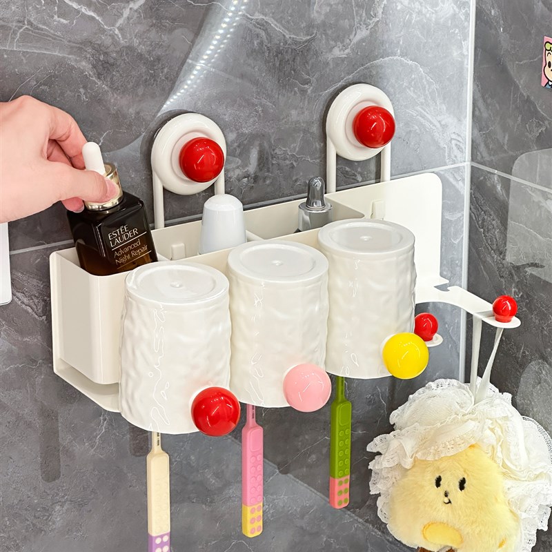 浴室吹风机支f架多功能置物架吸盘壁挂式免打孔卫生间牙刷漱口杯