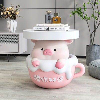 卡通猪牀头落地摆件客厅沙发旁茶几边几J家居饰品搬家乔迁新居礼