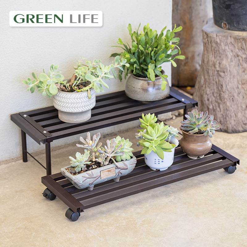 室外庭院绿d植花架带轮子可移动铝合金防锈阶梯式多肉架阳台置物