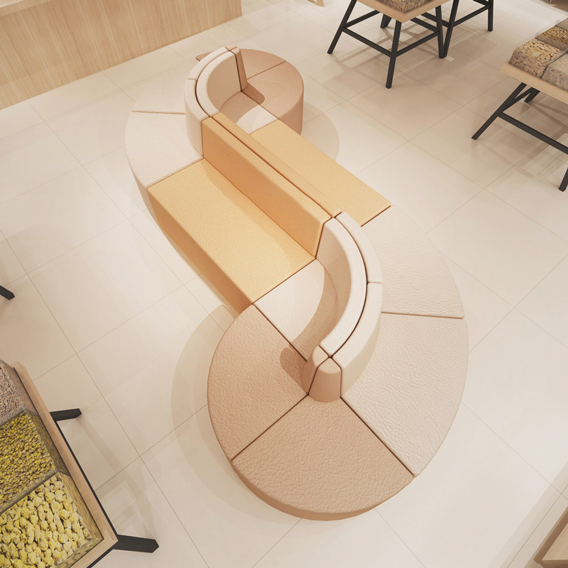 银行办公室商场中心大卖场活动室大厅创意异N形弧形卡座沙发组合