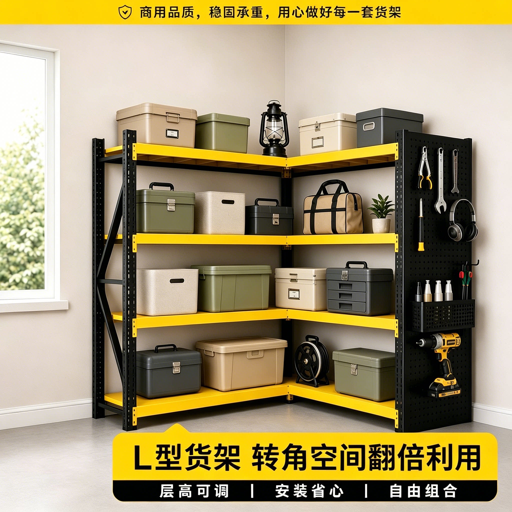 转角L型货架家用90度拐角直角多层置物架地下室收纳架仓库储物架