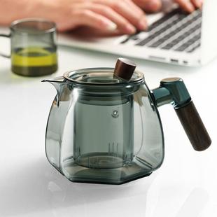 木把泡茶壶茶水分离壶花茶壶 玻璃茶壶家用耐热硼硅泡茶器茶具套装