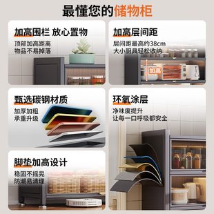 厨房家用橱柜防尘落地多层微波炉带门电器收纳置物架多功能储物柜