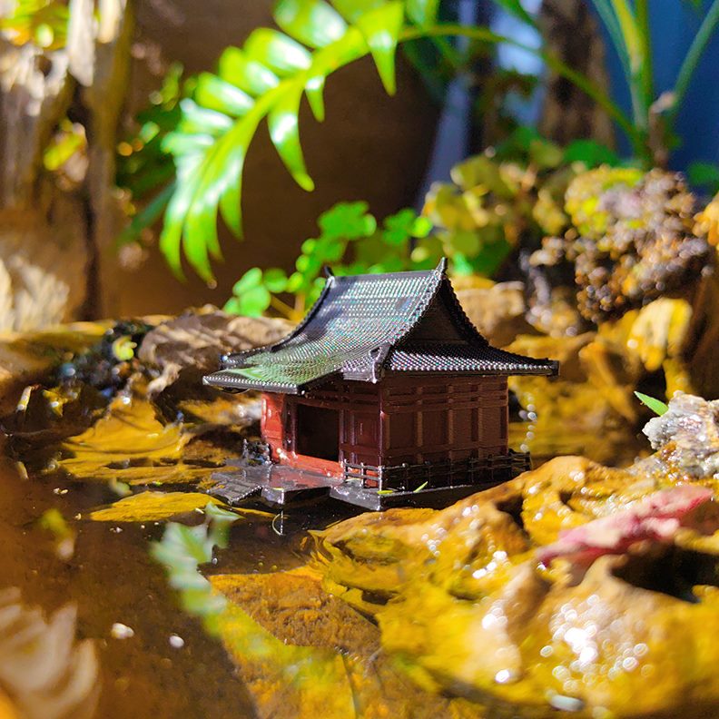 隐风小屋中式古建筑模型小摆件假山水陆缸微景观盆景书房造景房子