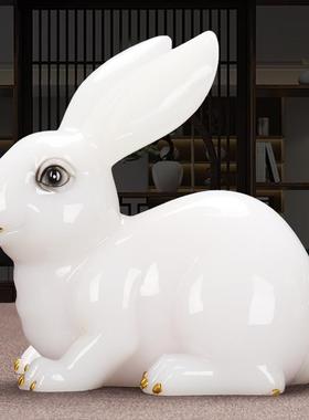 卡通可爱玉兔新年摆件客厅电视酒柜家居装饰品乔迁生日礼品吉祥物