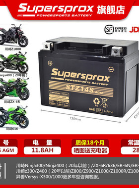 适用川崎Ninja300/400(20年前）ZX-6R 636/ER-6N/F异兽1000蓄电瓶