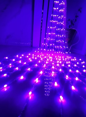 新款led流水瀑布灯紫色阳台窗帘客厅装饰彩灯背景串灯满天星中式