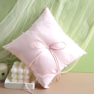 粉色戒枕 欧式 结婚饰品婚庆用品 西式 珍珠蝴蝶结戒 婚礼戒枕