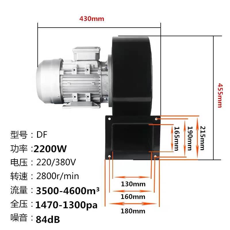 DF多翼式离心风机低噪音工业烟囱家用引风机耐高温厨房排烟通风机