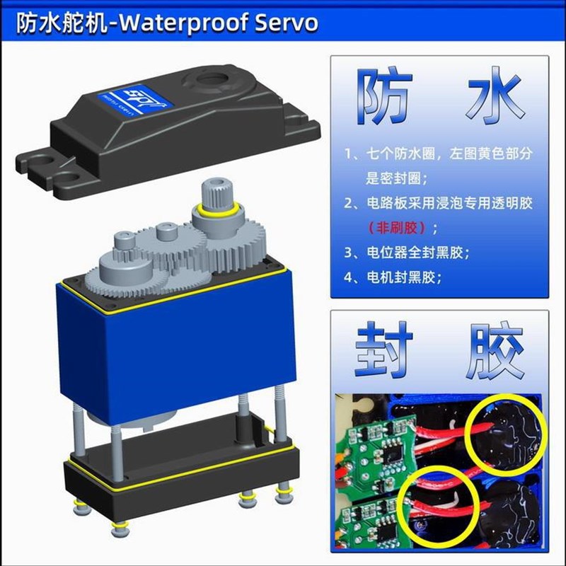 SPT5430HV-180W/30kg高压高速防水数字舵机/遥控攀爬车/机器人