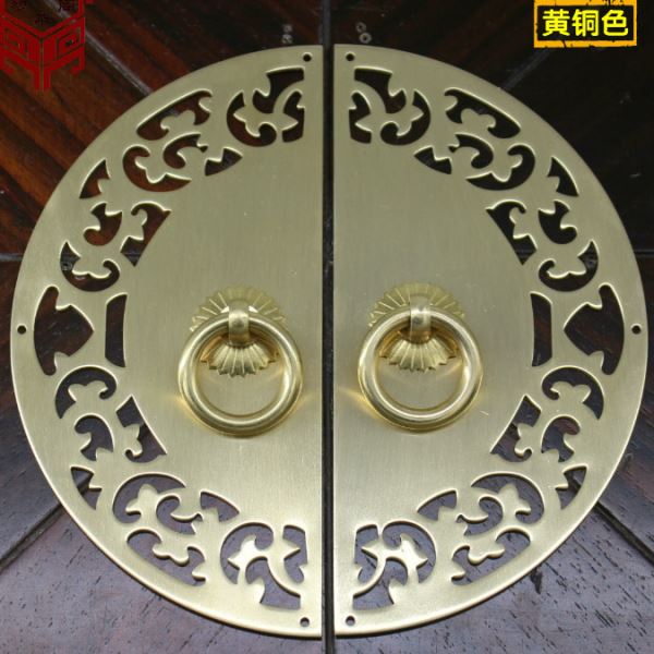 中式仿古柜门铜拉手明清家具铜配件圆形衣柜橱柜复古纯铜镂空拉手
