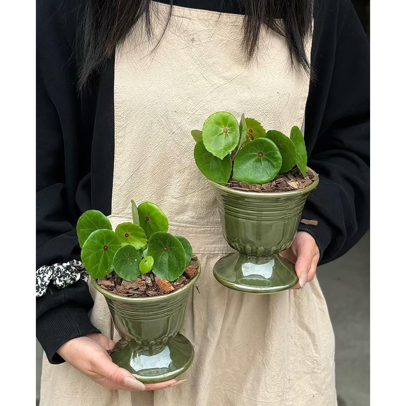 北欧简约覆古陶瓷花盆多肉绿植盆栽盆景盆透气陶盆家居摆饰