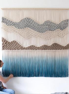 拾光|北欧风macrame挂毯染色隔断手工编制壁毯卧室客厅床头家居挂