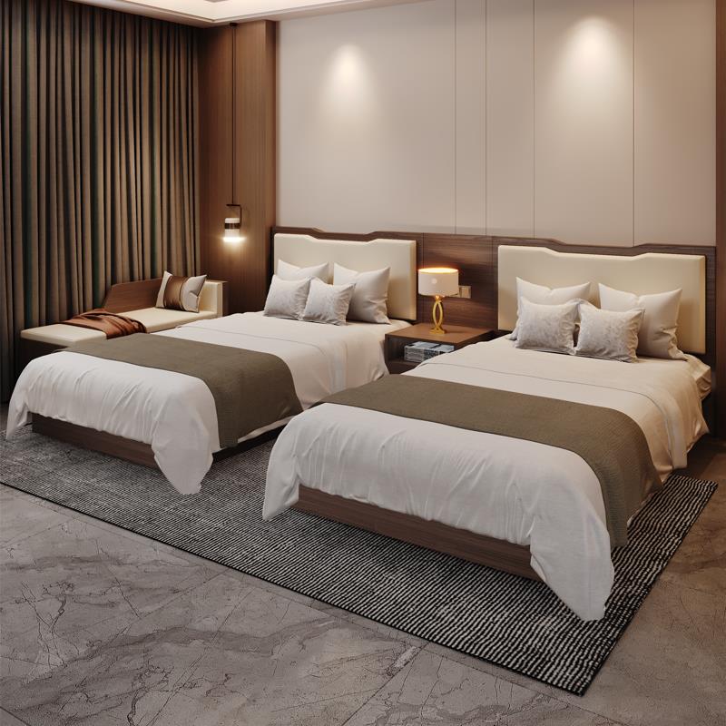 宾馆床酒店家俱标间全套双床五星级定制大床公寓民宿客房专用床箱