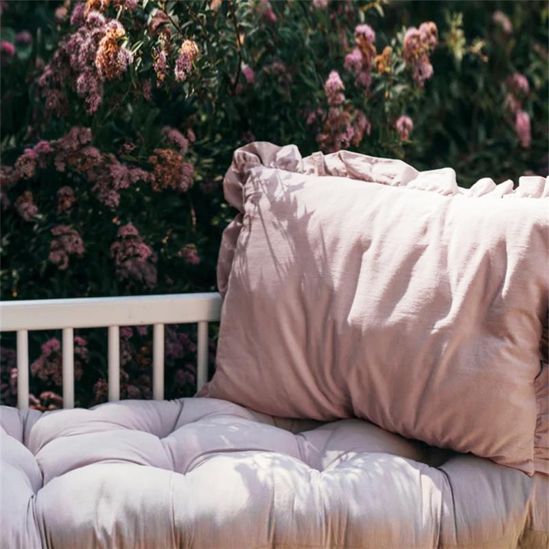 100%亚麻纯色儿童花边枕套女30X50cm家用荷叶边枕头套单只可定制