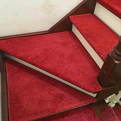 华德 加厚纯红色楼梯垫实木瓷砖踏步防滑垫转角缓步台定制环保