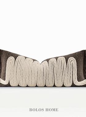 柏洛斯Acc steadily厚积薄发粗麻绳编高端酒店客厅长形腰枕靠垫