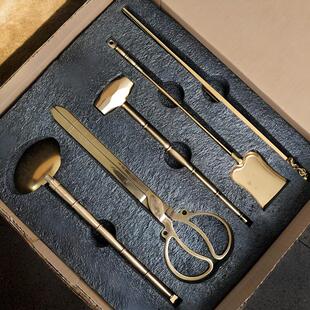 手工纯铜炭夹铜锤子炭勺筷火钳碳灰铲围炉煮茶道炭炉配件黄铜火箸