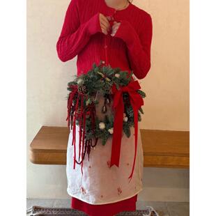 进口诺贝松圣诞手工花环鲜活真松圣诞树DIY鲜花花环门挂橱窗装饰