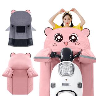 电动车挡风被秋冬季双面防水加绒加中厚小电瓶车防风罩可爱四季款