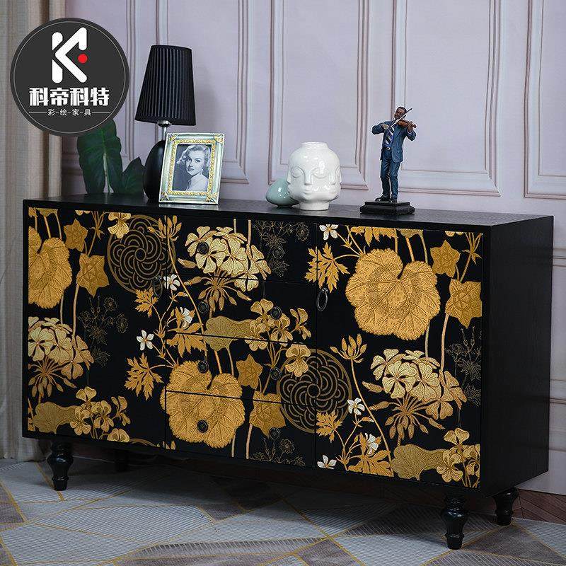 中古风餐柜实木边柜置物柜收纳柜法式客厅覆古收纳柜靠墙多功能,住宅家具,餐边柜,淘宝优惠券,粉丝福利购,淘宝优惠卷