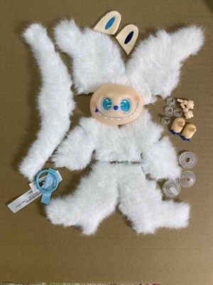 雪萌萌拉布布手工diy材料包labubu手作材料包全套搪胶脸扎染毛料