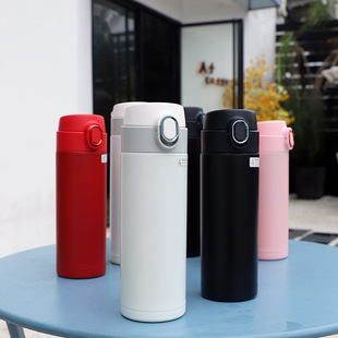 316不锈钢保温杯男女学生便携简约ins原宿风水杯清新弹跳盖保温瓶
