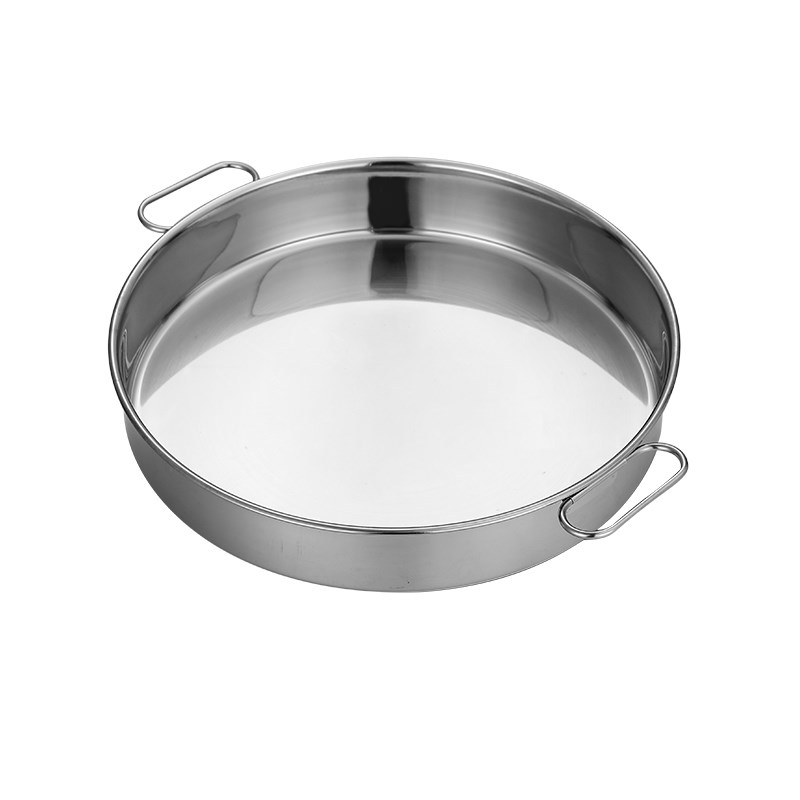 304不锈钢盘子圆盘蒸笼盘平底托盘菜碟蒸盘糕盘凉皮锣锣鱼头铁盘