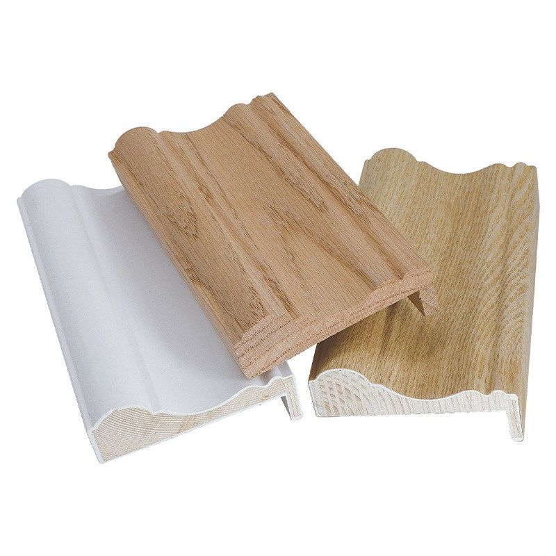 厂家定制跨境实木线条涂泥原木贴皮水曲柳门套木线条橡胶木踢脚线