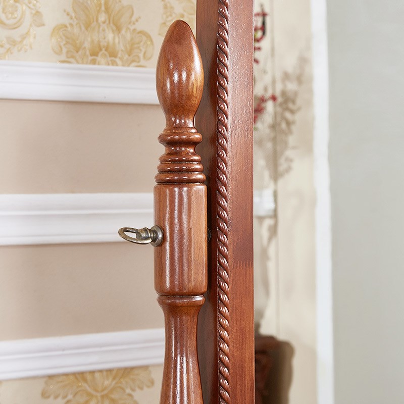 瑞福祥美式复古穿衣镜欧式靠墙可旋转落地镜全身镜试衣镜