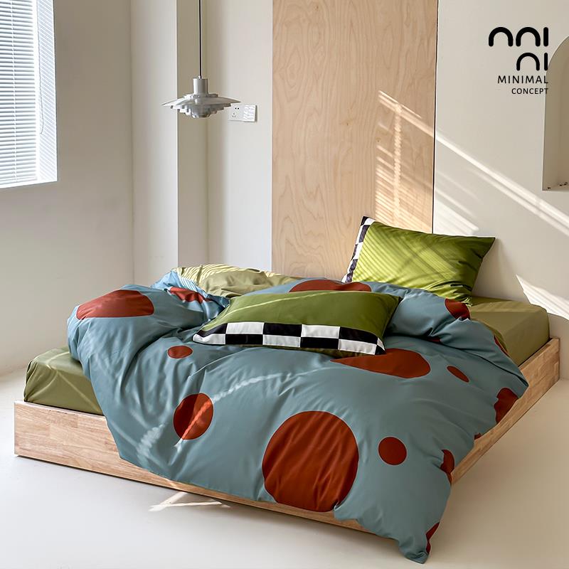 Minimal着迷｜设计师款北欧风简约撞色50支贡缎全棉床上四件套