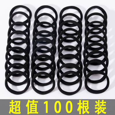 高弹力黑色发圈100根装耐用橡皮筋扎头发头绳女