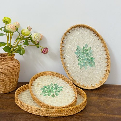 越南藤编日式水果盘茶贝壳点心