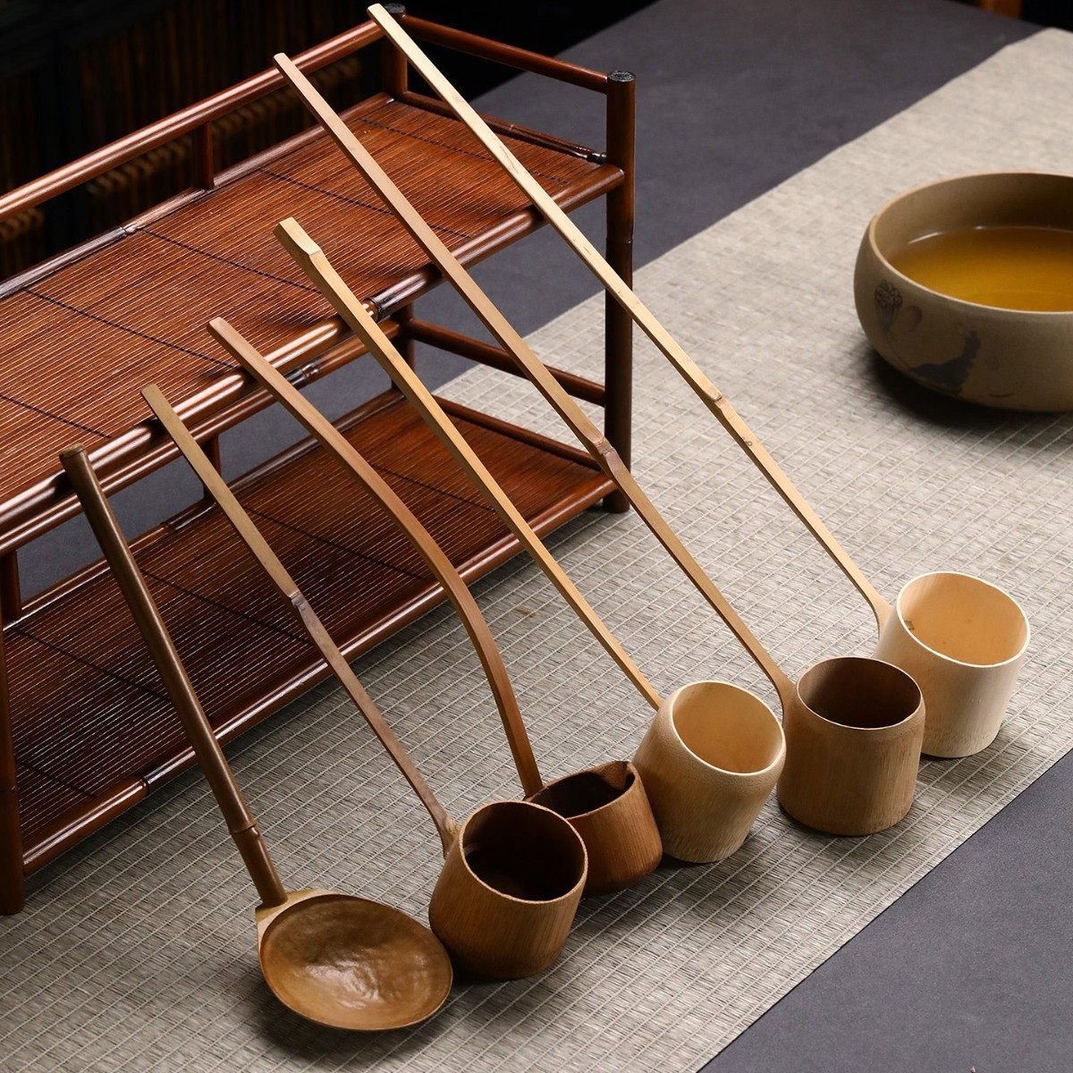 竹制茶勺中式竹根长柄水勺打酒器