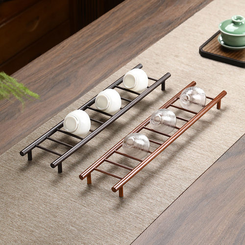 竹制梯形杯架茶杯架茶台装饰摆件