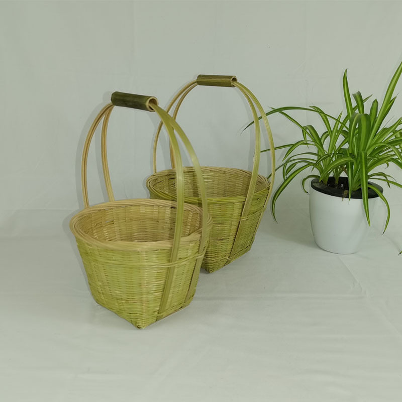 竹编制品手提篮编织迷你收纳竹筐