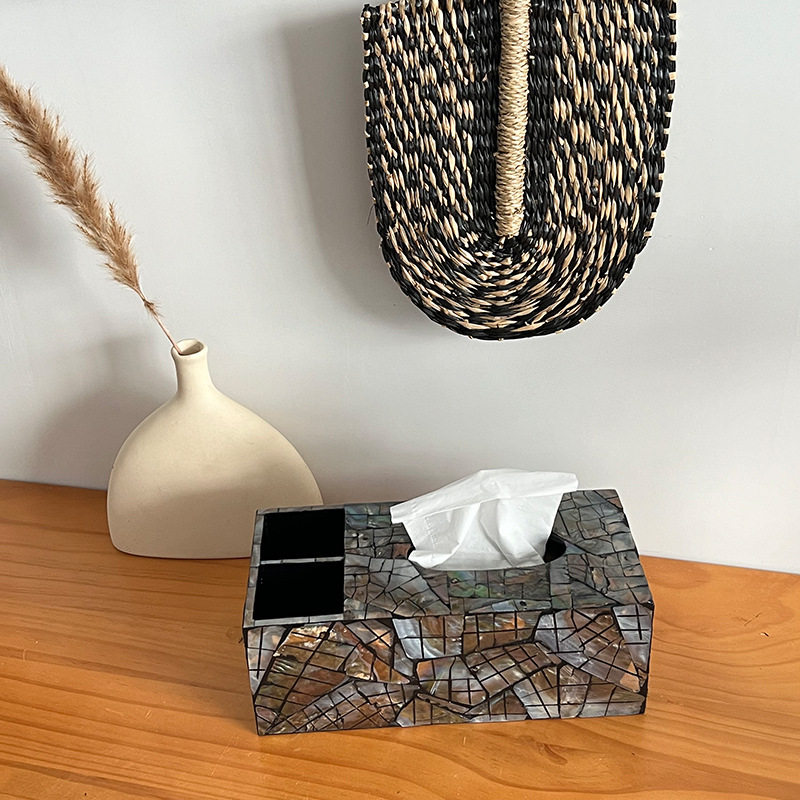 轻奢彩色贝壳装饰纸巾盒创意风轻奢家用抽纸盒螺钿客厅收纳纸抽盒,收纳整理,纸巾盒,淘宝优惠券,粉丝福利购,淘宝优惠卷