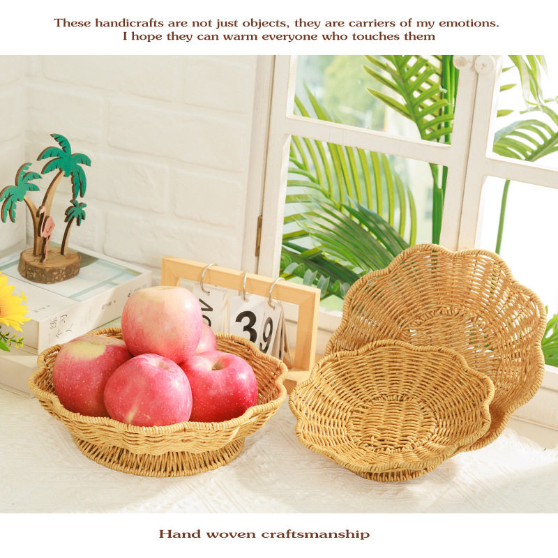 纯手工仿藤编果盘花边果篮零食糖果干果油炸小吃炸货点心盆收纳筐,收纳整理,其他收纳篮,淘宝优惠券,粉丝福利购,淘宝优惠卷