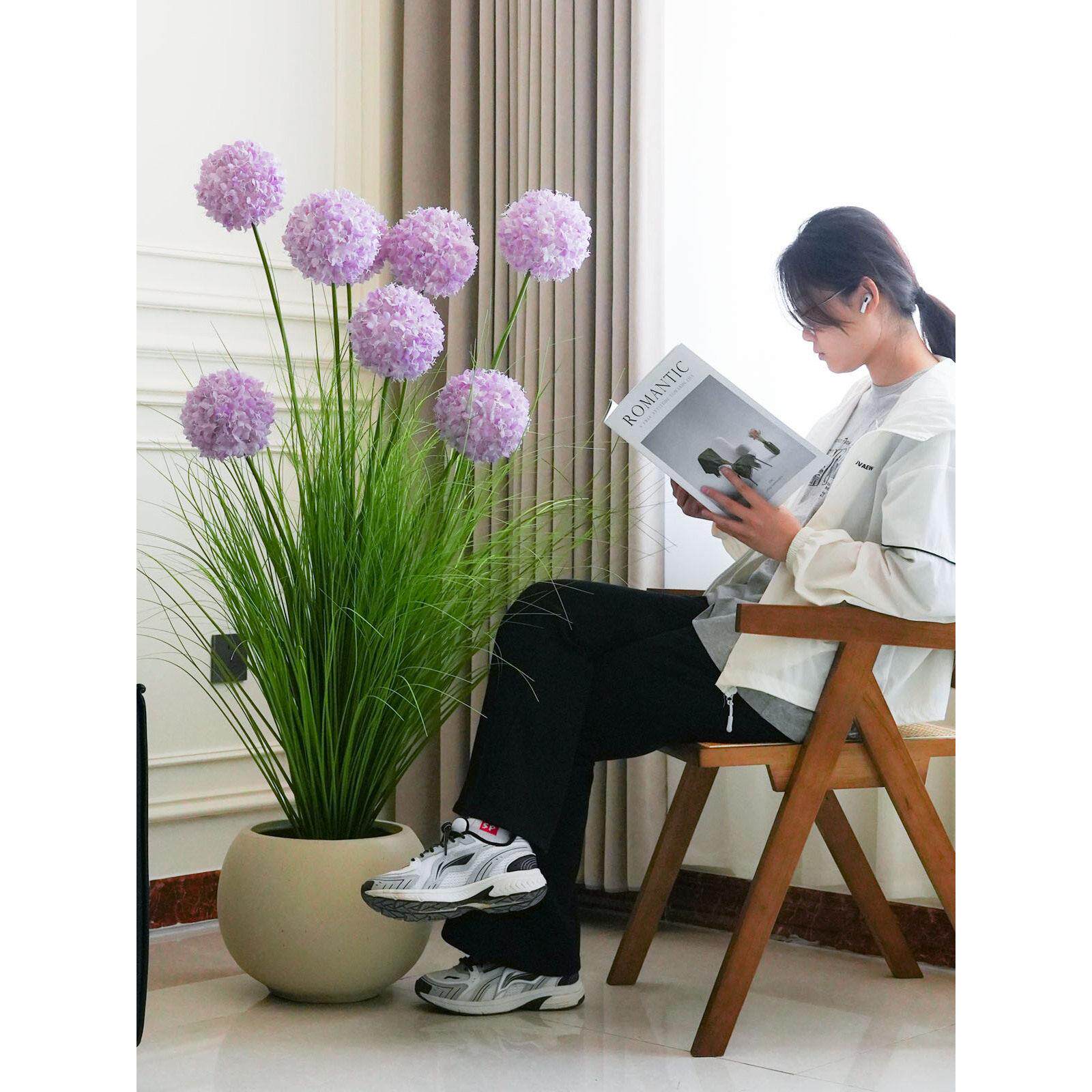 轻奢模拟绿色植物绣球花景观彷生假花落地式植物装饰品室内客厅装