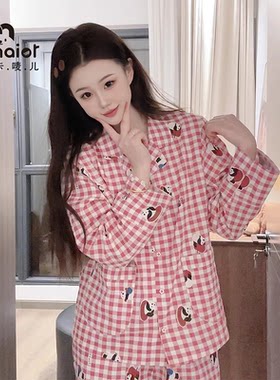 卡唛儿女纯棉睡衣春季家居服外穿