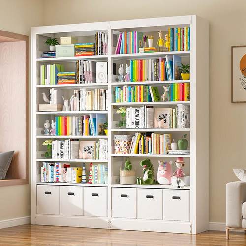 亿莱特钢制书架家用简约现代创意书柜学校图书馆书架落地资料架